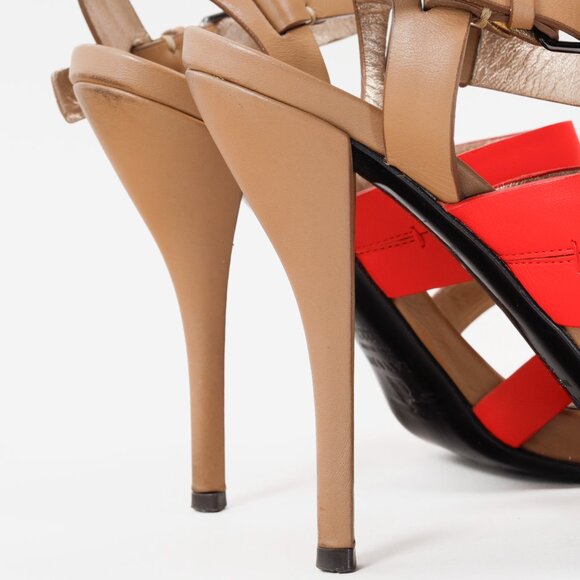 Lanvin Bi-Color Coral Strappy Heeled Sandals - Picture 9 of 10